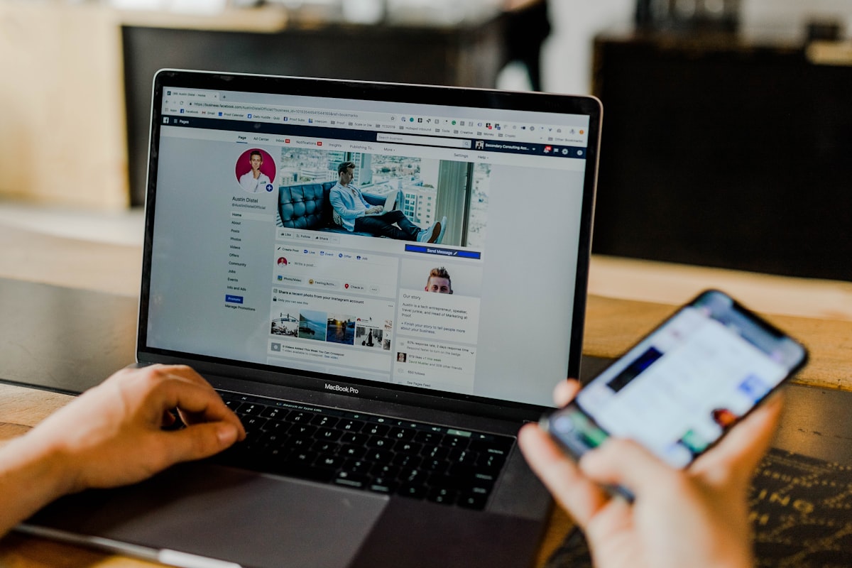 Creative digital workspace setup for optimizing social media music profiles